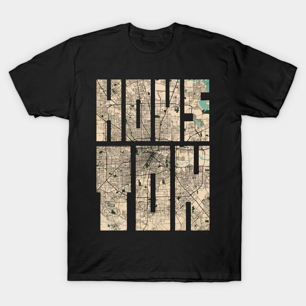 Houston City Map of Texas, USA - Vintage T-Shirt by deMAP Studio